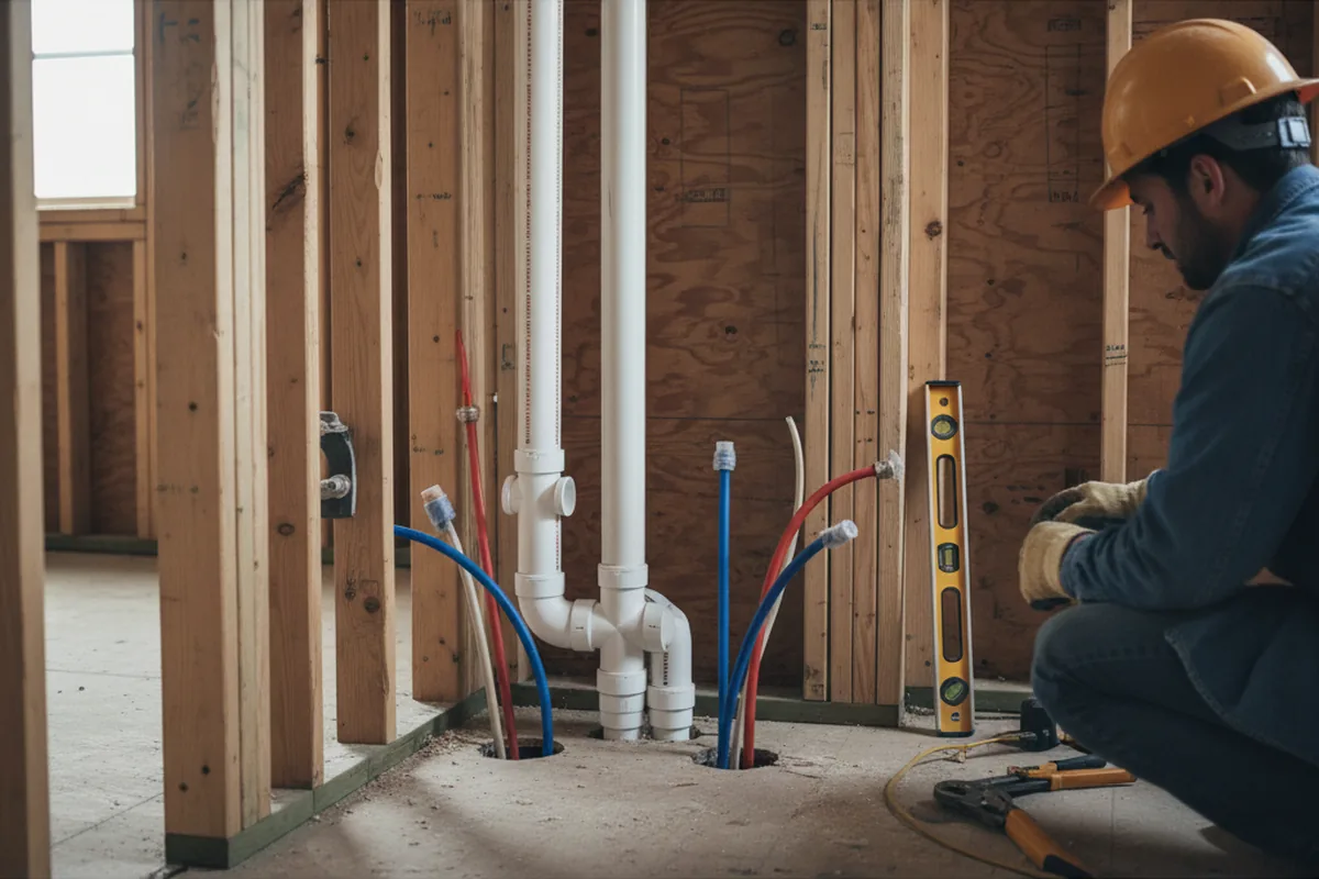 Drain and supply rough-in during Garbage Disposal Repair in Howell