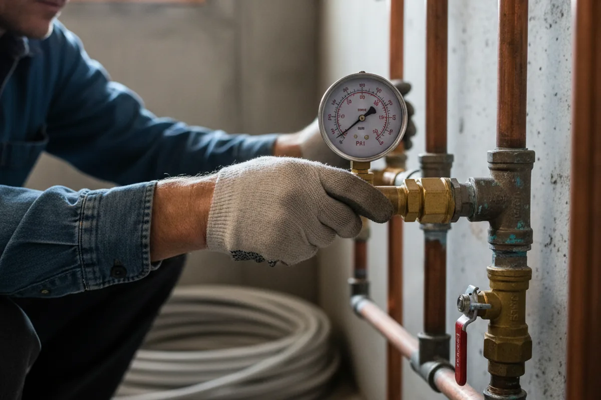 Pressure testing a repaired line during Water Line Repair in Howell